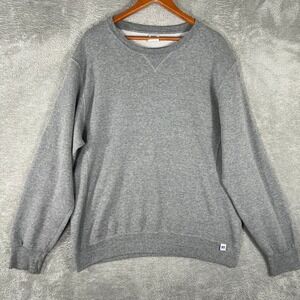 Y2K Russell Athletic Sweatshirt Mens Large Gray Essential Blank Crew Neck 2000s